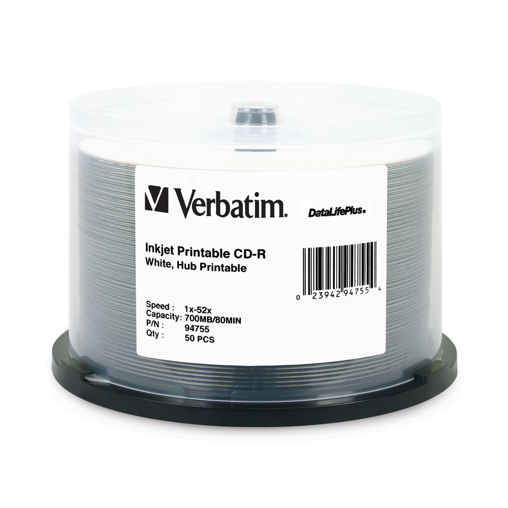 CD-R 700MB 52X DataLifePlus White Inkjet Printable, Hub Printable