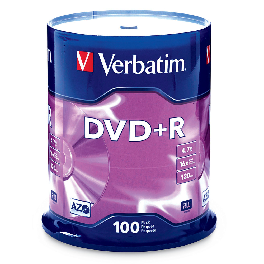 AZO DVD+R 4.7GB 16X with Branded Surface - 100pk Spindle: DVD R - DVD