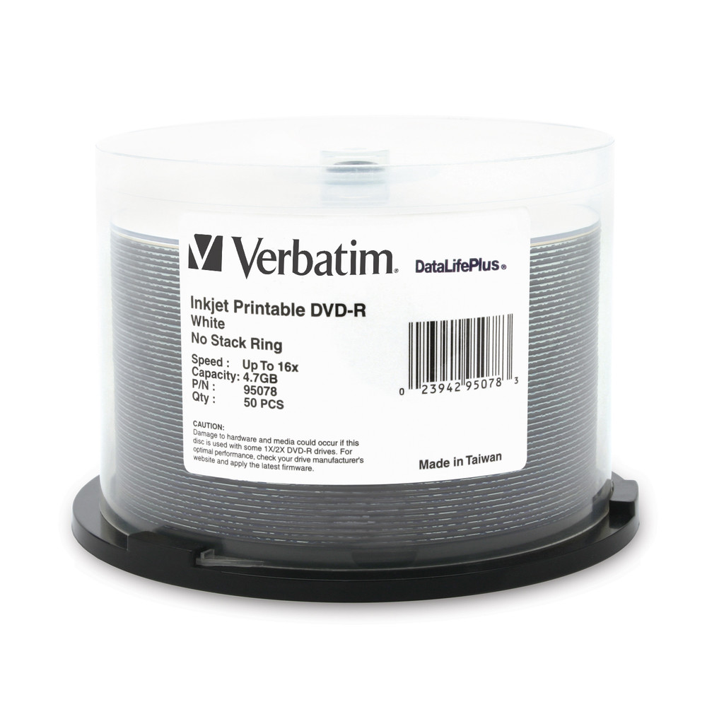 DVD-R 4.7GB 16X DataLifePlus White Inkjet Printable - 50pk Spindle 