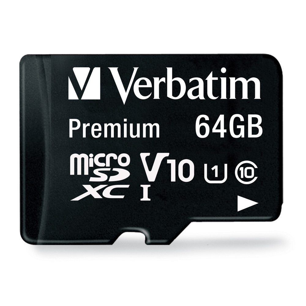 64gb Premium Microsdxc Memory Card With Adapter Uhs I V10 U1 Class 10 Premium Microsdxc Memory Cards Verbatim