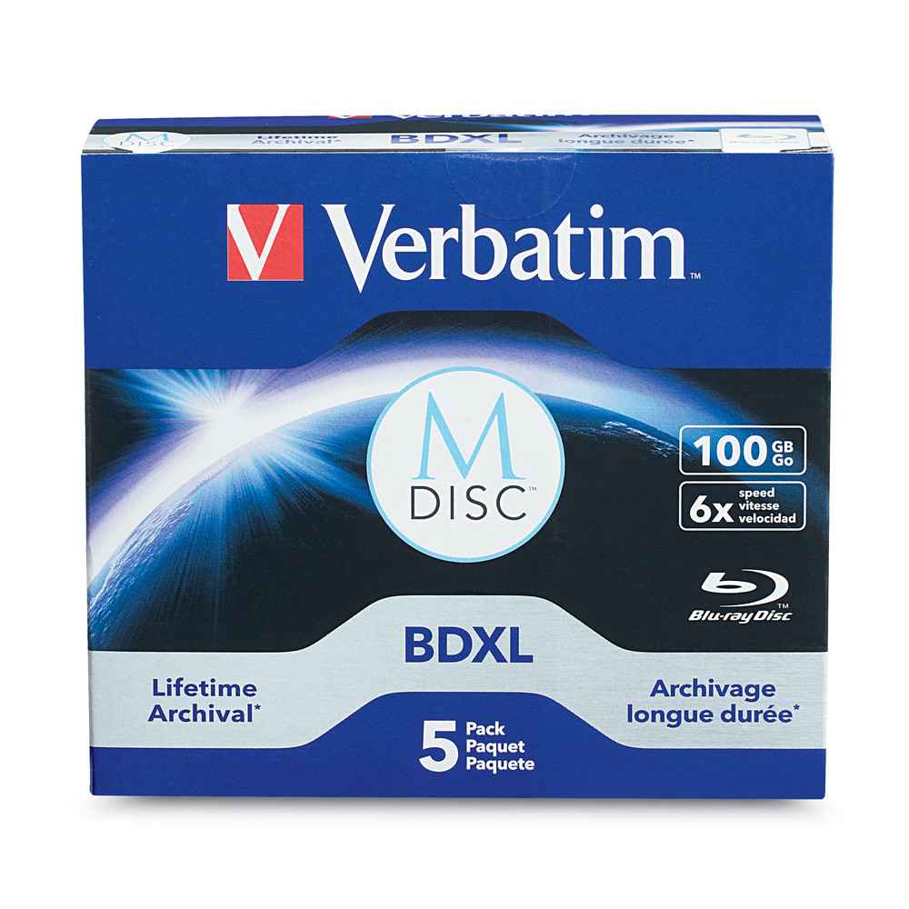 Verbatim M DISC BDXL 100GB 6X with Branded Surface Blank Blu-Ray Recordable  Media – 1pk Jewel Case