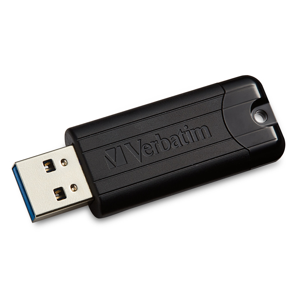 128GB PinStripe USB Flash Drive - Black - 128GB - Black