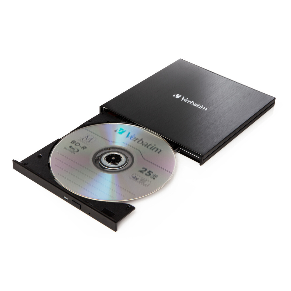 Verbatim External Slimline Blu-Ray DVD CD Writer USB 3.0 outlets M-Disc Ready Compatible