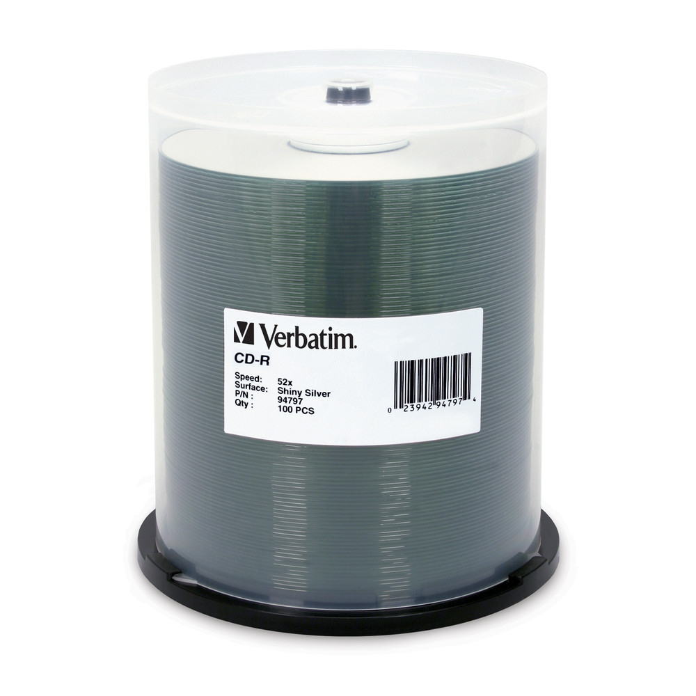 Verbatim External Slimline CD/DVD Writer w/ CD-R 700MB 52X 100pk Spindle 